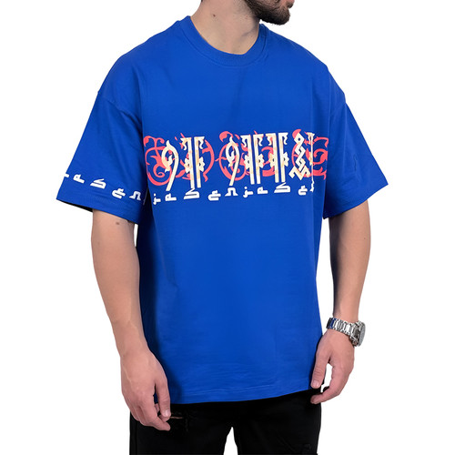 تیشرت آستین کوتاه مردانه آبی مدل ف ع ک