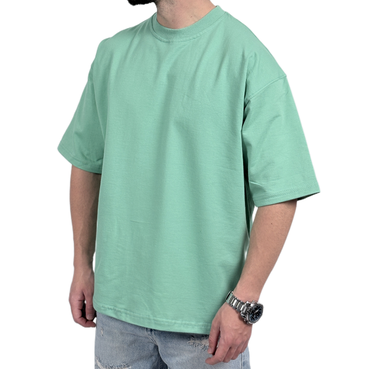 تیشرت ساده آستین کوتاه مردانه سبز کمرنگ مدل پنبه دونخ