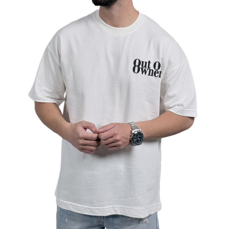 تیشرت مردانه سفید طرح OUT OP OWNER
