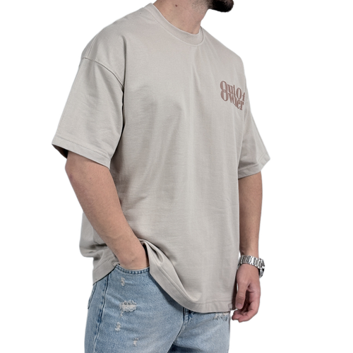 تیشرت مردانه کرم طرح OUT OP OWNER