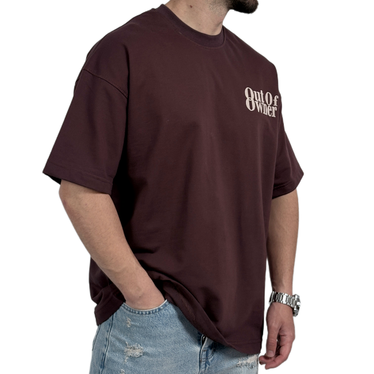 تیشرت مردانه قهوه ای طرح OUT OP OWNER