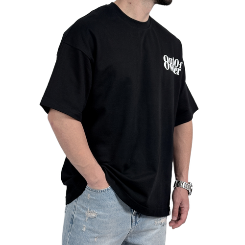 تیشرت مردانه مشکی طرح OUT OP OWNER