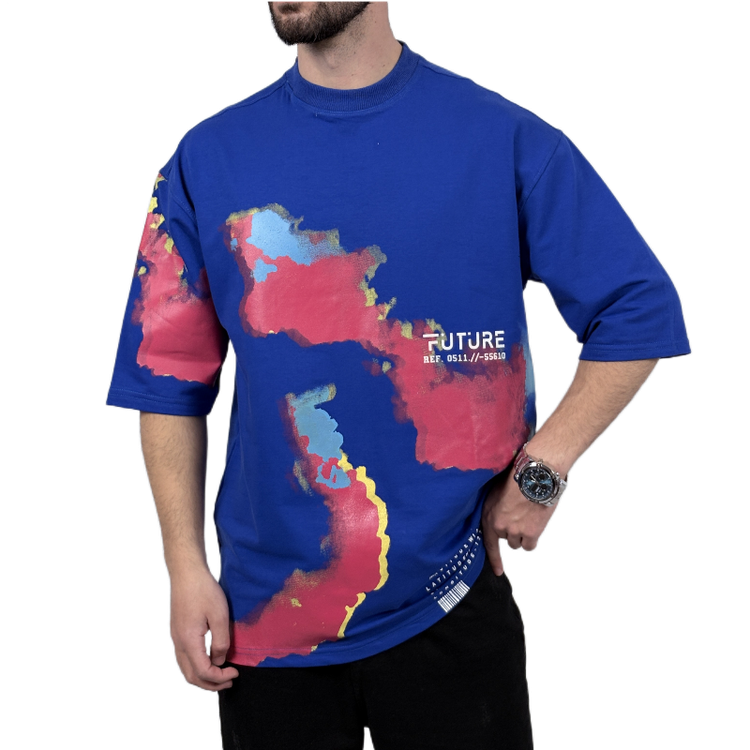 تیشرت آبی مدل مپ