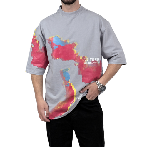 تیشرت آستین کوتاه مردانه طوسی دونخ مدل MAP