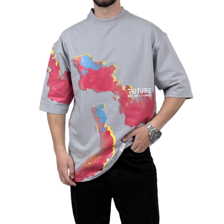 تیشرت آستین کوتاه مردانه طوسی دونخ مدل MAP