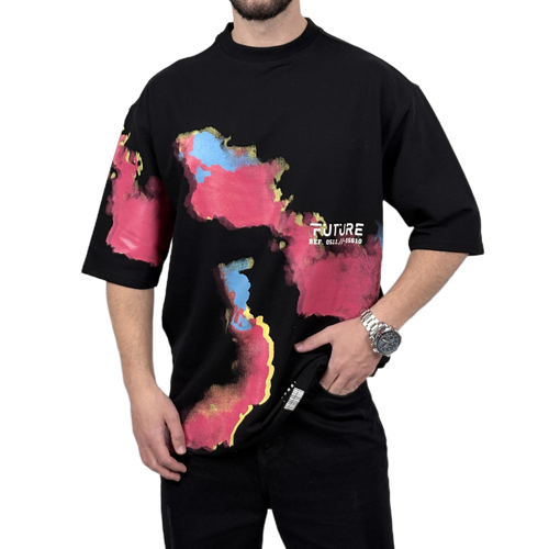 تیشرت آستین کوتاه مردانه مشکی دونخ مدل MAP