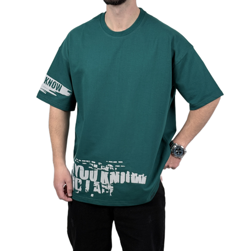 تیشرت آستین کوتاه مردانه سبز دونخ مدل KNOW