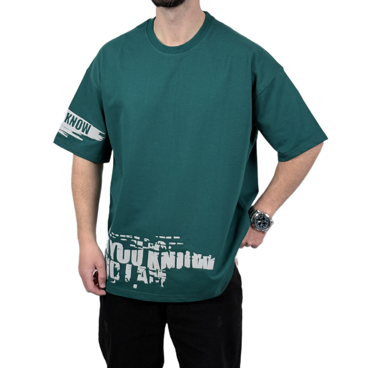 تیشرت آستین کوتاه مردانه سبز دونخ مدل KNOW