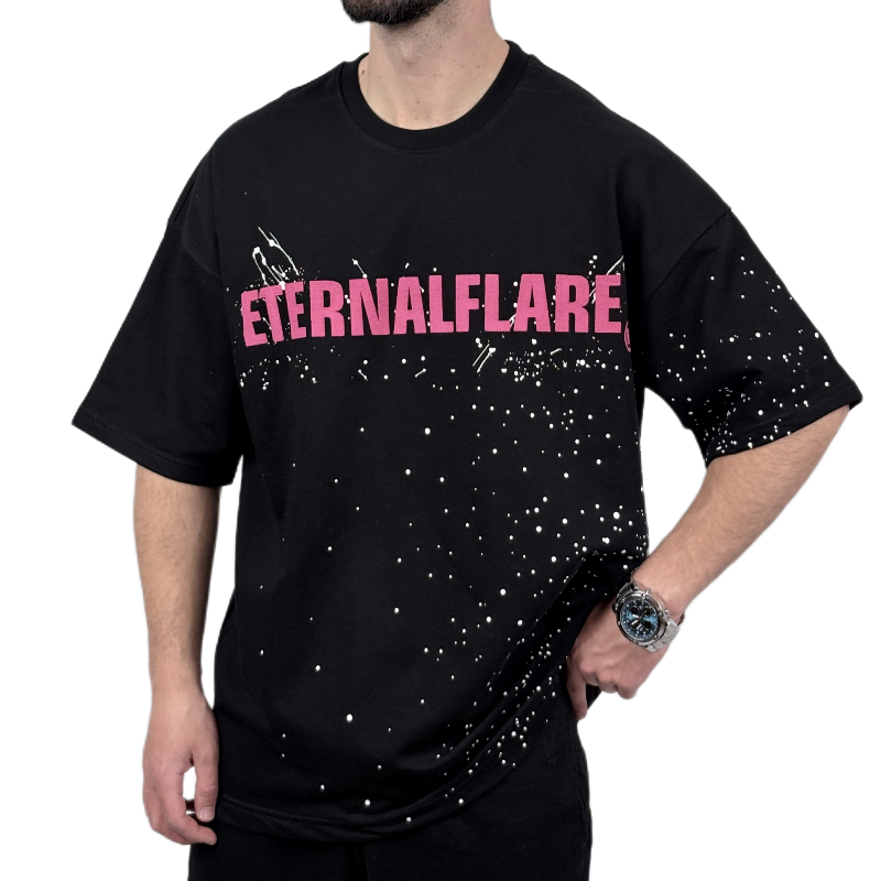 تیشرت آستین کوتاه مردانه مشکی دونخ مدل ETERNALFLARE