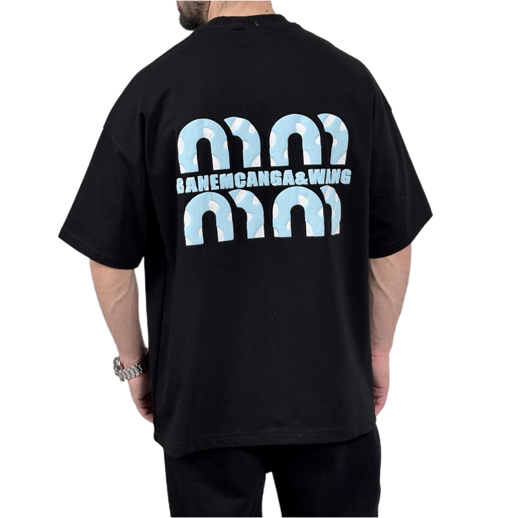 تیشرت آستین کوتاه مردانه مشکی دونخ مدل MIU MIU