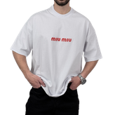تیشرت آستین کوتاه مردانه سفید دونخ مدل MIU MIU