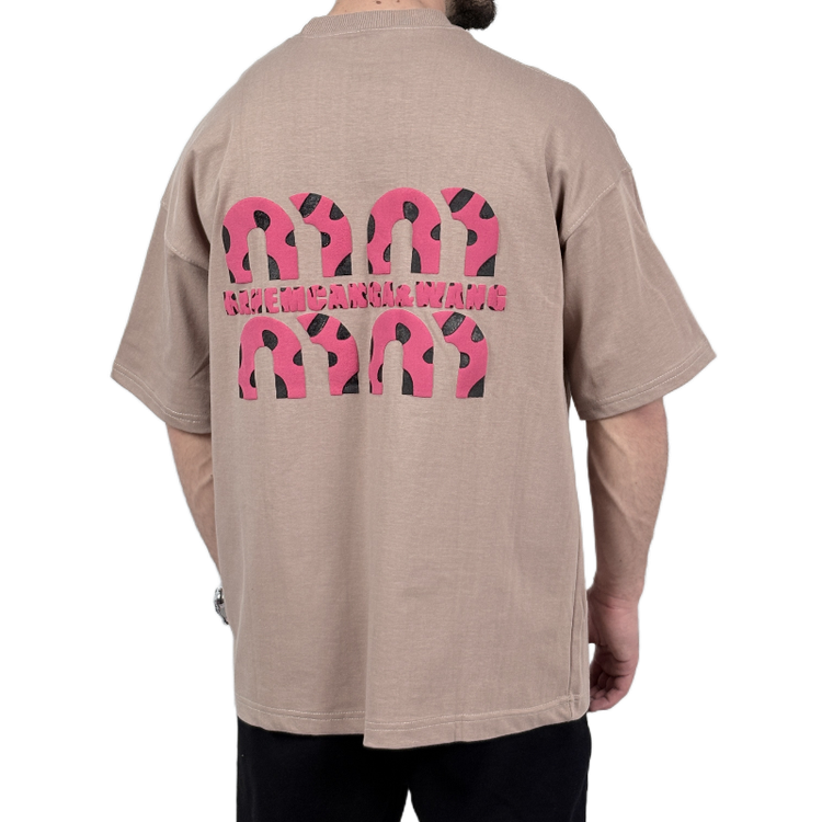 تیشرت آستین کوتاه مردانه کرم دونخ مدل MIU MIU