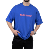 تیشرت آستین کوتاه مردانه دونخ آبی مدل MIU MIU