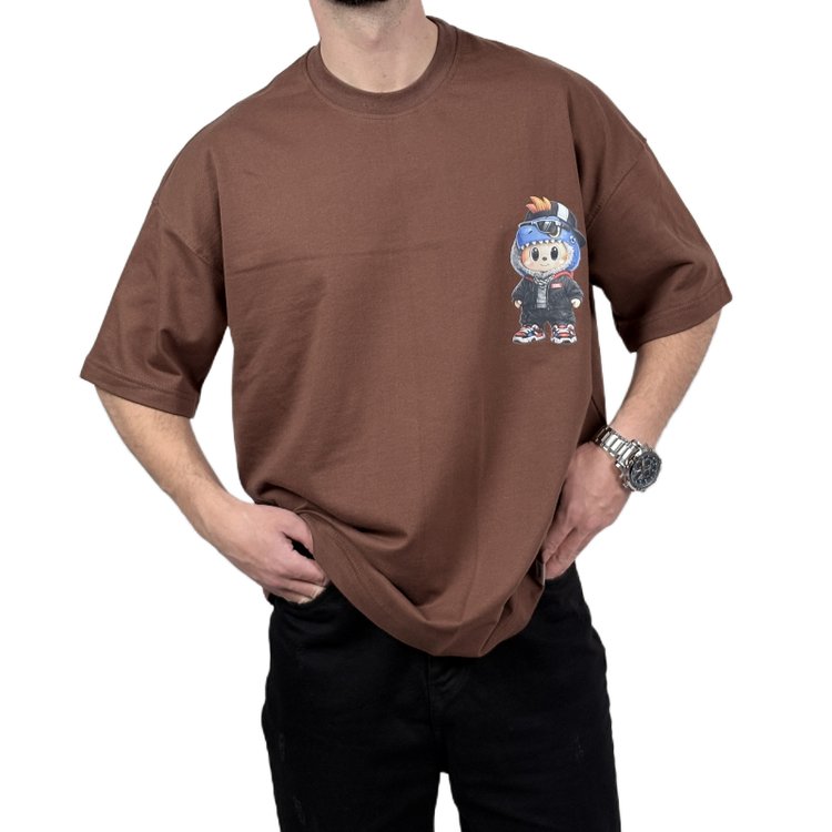 تیشرت آستین کوتاه مردانه قهوه ای دونخ مدل مینیمال