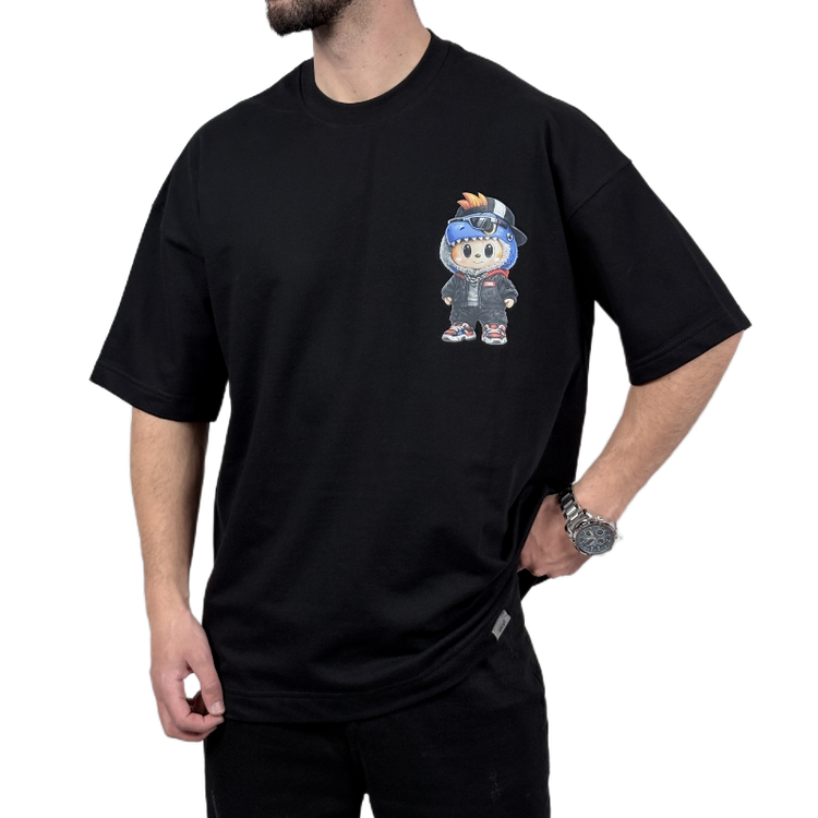 تیشرت آستین کوتاه مردانه مشکی دونخ مدل مینیمال