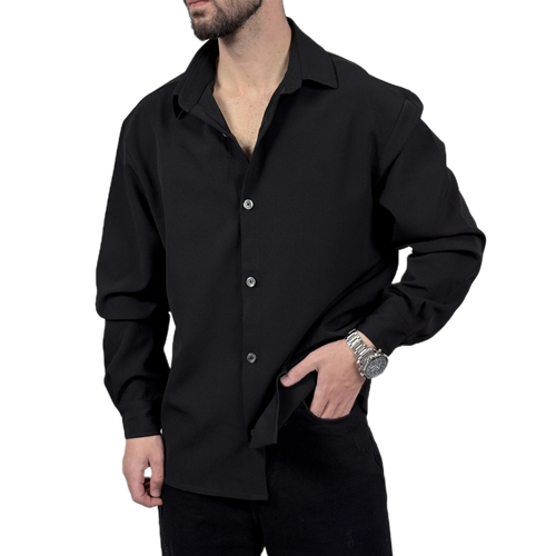 پیراهن آستین بلند مردانه مشکی مازراتی مدل ساده