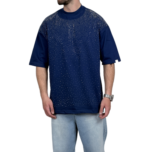 تیشرت آستین کوتاه سرمه ای مدل نگینی