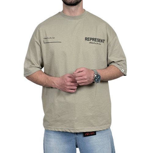 تیشرت آستین کوتاه سبز مدل REPRESENT