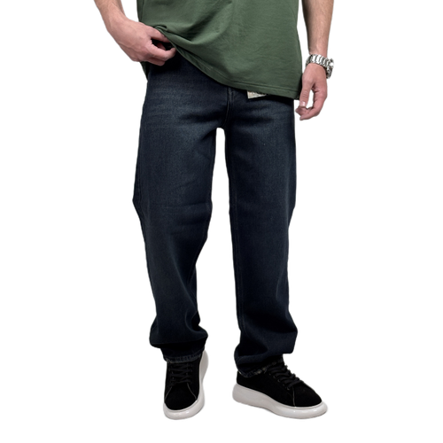 شلوار جین بگ مردانه سرمه ای مدل ساده