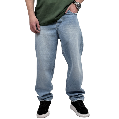 شلوار جین بگ مردانه آبی روشن بالونی