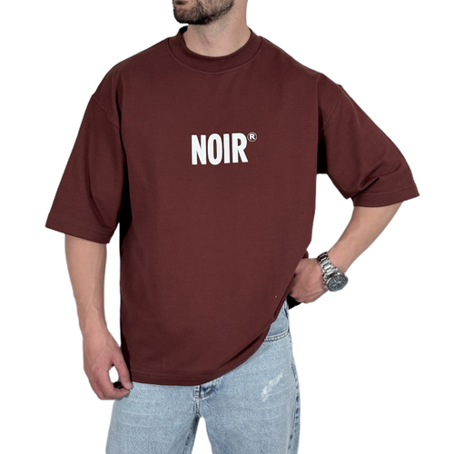 تیشرت آستین کوتاه باکسی قهوه ای مدل NOIR