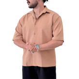 پیراهن مازراتی آستین کوتاه آجری مدل ساده