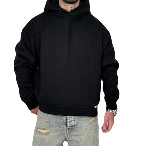 هودی مردانه سه نخ پنبه کرم-مشکی مدل ساده